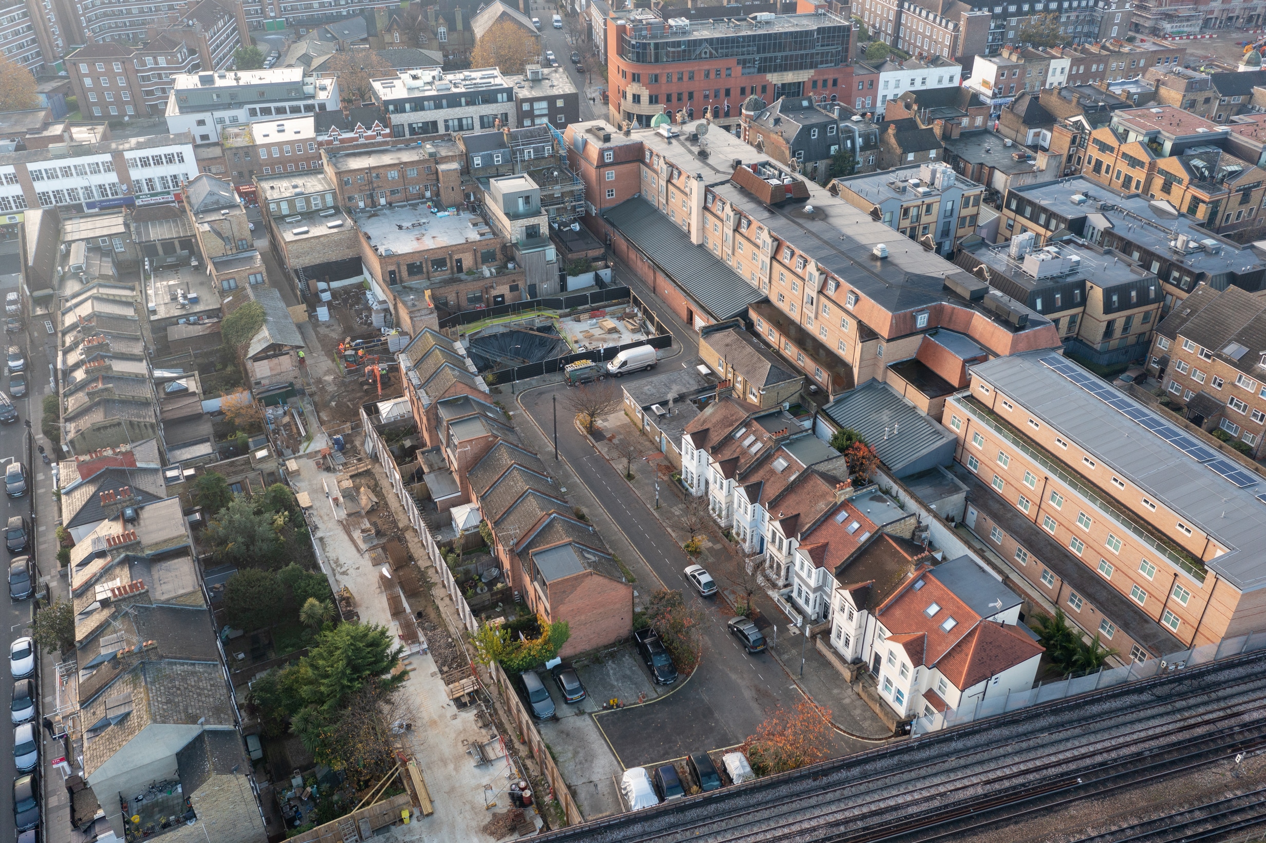 An aerial photo showing the works at Dimes Place.