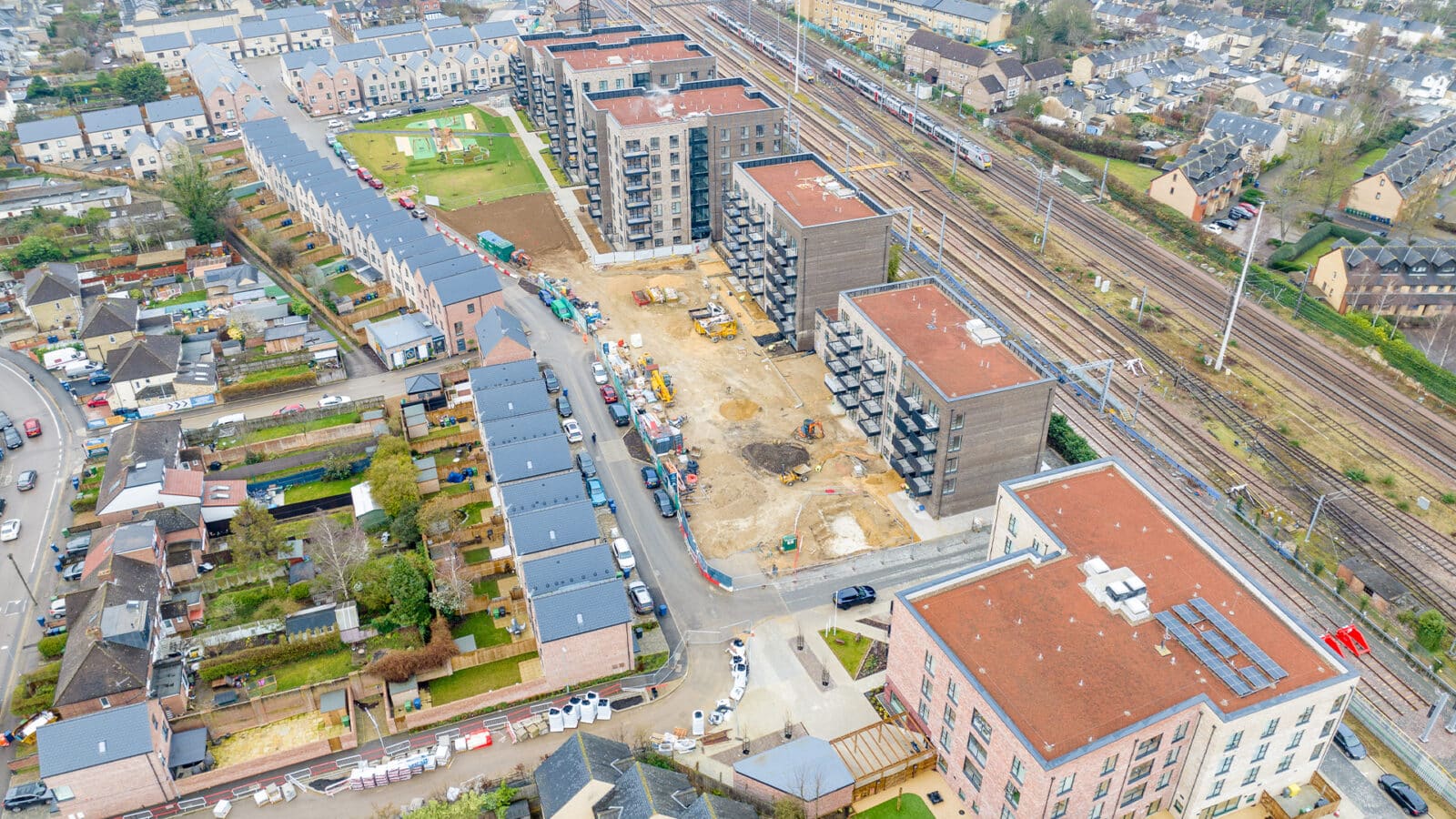 Aerial photo of Timber Works, Cromwell Road, Cambridge.