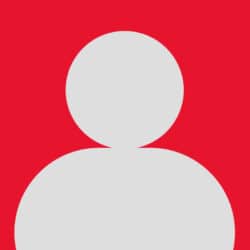 Generic profile placeholder icon with grey circular shapes on red background